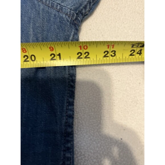 Roebuck & Co Denim Shirt Mens Large Western Pearl Snap Long Sleeve Vintage - Picture 3 of 10